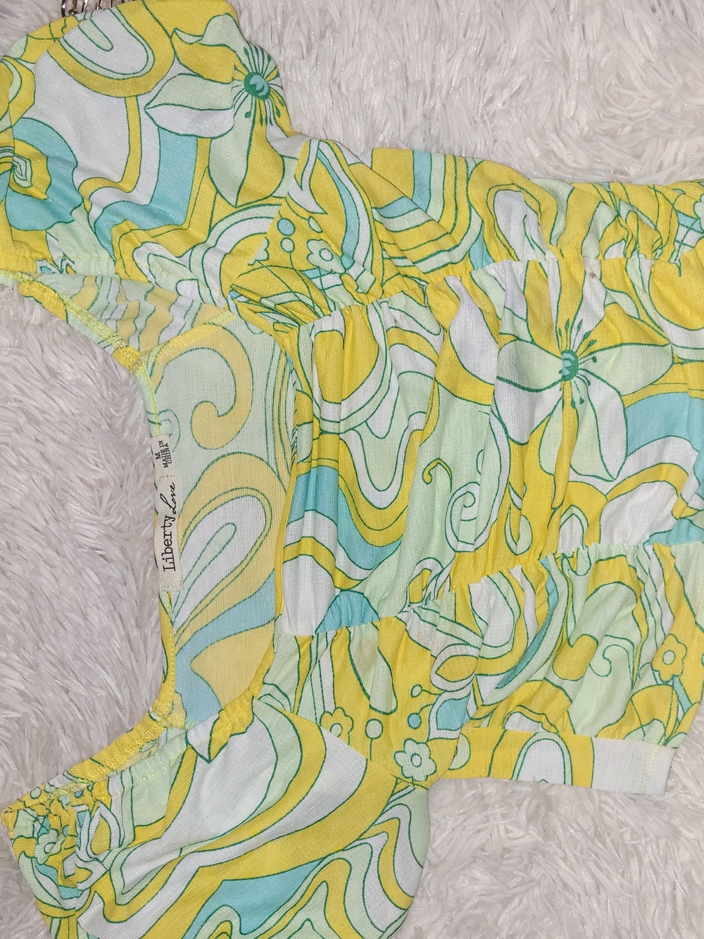 Liberty Love Yellow & Mint Floral Swirl Top